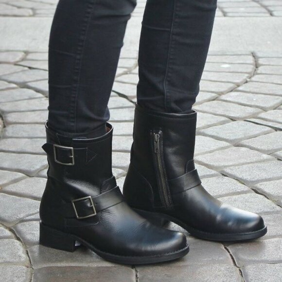 FRYE Black Vicky Engineer Moto Biker Rocker Boots SIZE 5.5 NEW - Picture 8 of 8